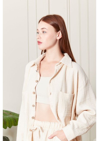 Soft %100 Koton Kumaş Şort Gömlek Takım