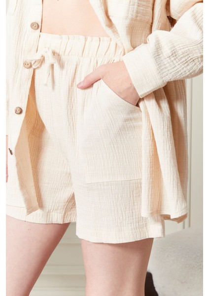 Soft %100 Koton Kumaş Şort Gömlek Takım