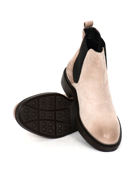 Hakiki Nubuk Deri Chelsea Bej Erkek Bot Kauçuk Taban - 02984 fırsatları