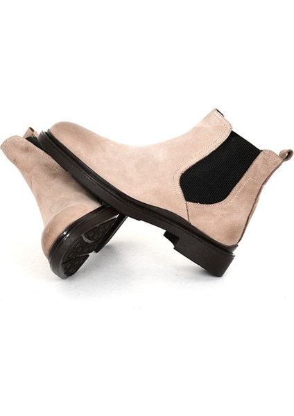 Hakiki Nubuk Deri Chelsea Bej Erkek Bot Kauçuk Taban - 02984 indirimleri