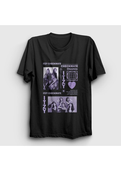 Unisex Siyah Poster K Pop Itzy T-Shirt