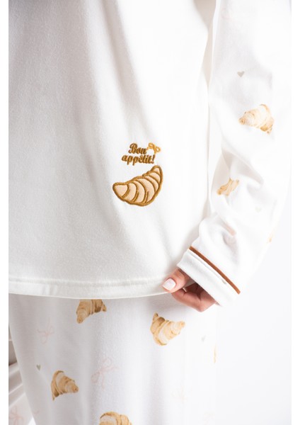 Kadın Ekru Study Cafe Looks Bis Yaka Pijama Takım fırsatları