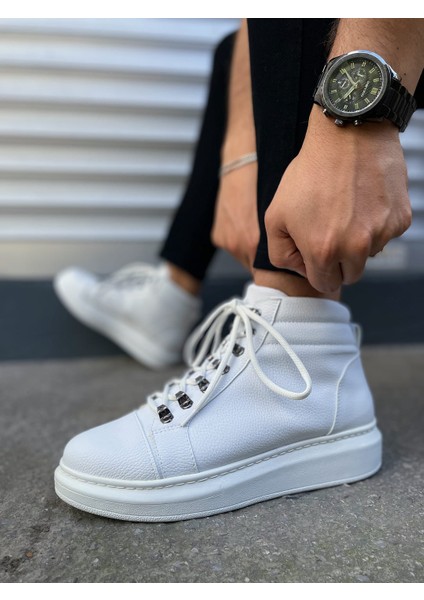 JET-206 Ottawa Bağcıklı Ortopedik Taban Cilt Erkek Spor Bot CBT - Beyaz modelleri