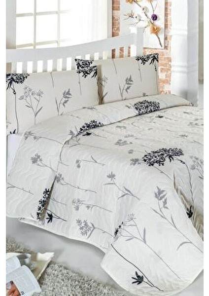 Kapitone Yatak Örtüsü Seti Tek Kişilik Efil Bej-Gri fiyatları