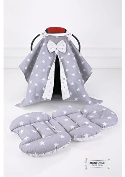 Puset Örtüsü Takımı Çift Yüz Minderli Pamuklu Panço Model 0-13 kg