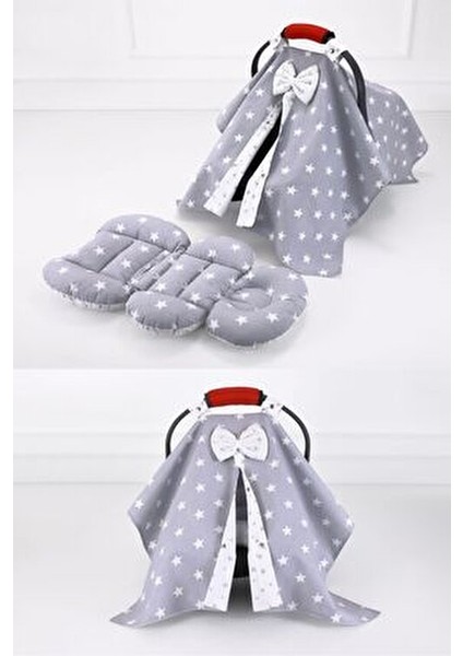 Puset Örtüsü Takımı Çift Yüz Minderli Pamuklu Panço Model 0-13 kg