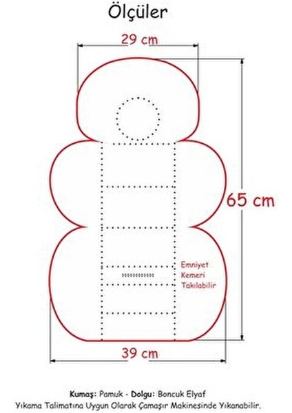 Puset Örtüsü Takımı Çift Yüz Minderli Pamuklu Panço Model 0-13 kg