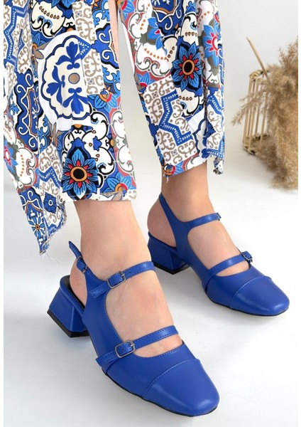 Doran Mavi Cilt Topuklu Ayakkabı modelleri