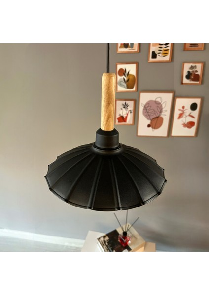 Risso Siyah Tekli Metal Avize Ahşap Başlık Cafe Mutfak Modern Dekoratif Sarkıt Aydınlatma fırsatları