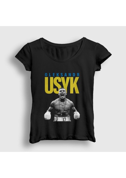 Kadın Siyah Poster Boks Boxing Oleksandr Usyk T-Shirt