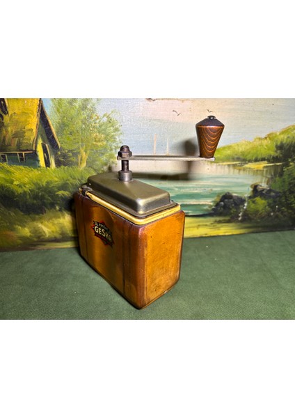 1980 Ler Alman Geska Ahşap Kahve Değirmeni 13 cm 6,5 cm 19 cm Ölçülerinde