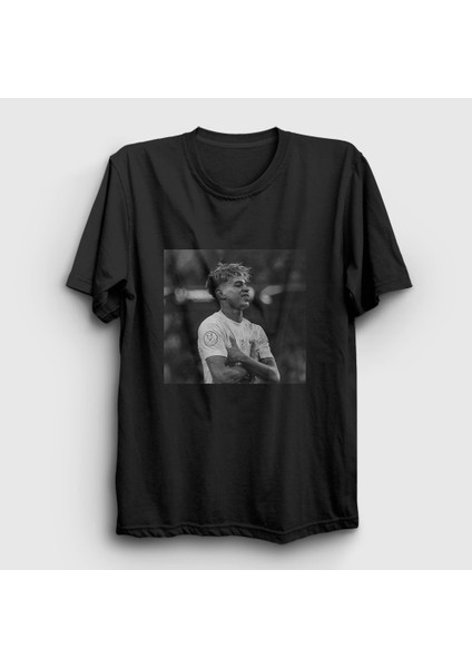 Unisex Siyah Poster Lamine Yamal T-Shirt