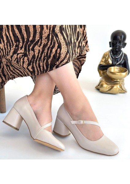 Kier Bej Cilt Topuklu Ayakkabı fırsatları