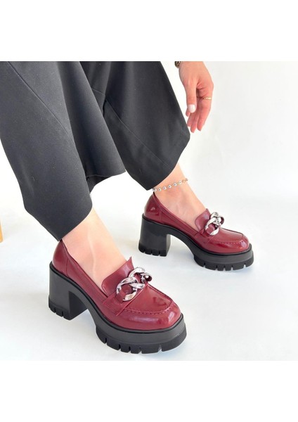 Winar Bordo Rugan Doldu Topuk Ayakkabı fırsatları