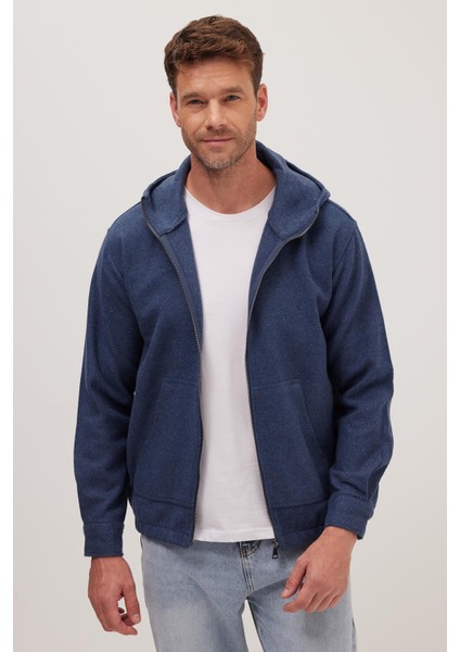 Erkek Relax Fit Rahat Kesim Fermuarlı Çift Cep Kapüşonlu Indigo Ceket Gömlek fiyatları