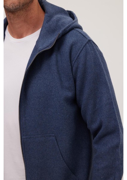 Erkek Relax Fit Rahat Kesim Fermuarlı Çift Cep Kapüşonlu Indigo Ceket Gömlek modelleri