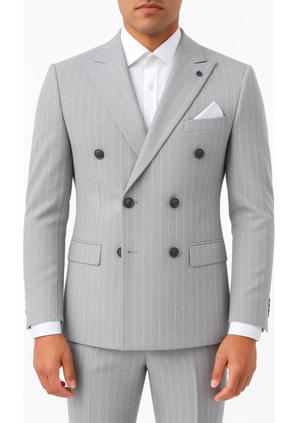 Çizgili Kruvaze Erkek Takım Elbise – Şık ve Rahat Italyan Kesim, Belden Oturtmalı, Top Düğmeli fiyatları