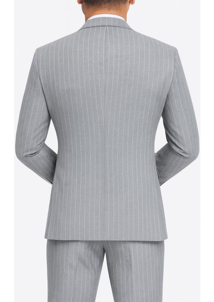 Çizgili Kruvaze Erkek Takım Elbise – Şık ve Rahat Italyan Kesim, Belden Oturtmalı, Top Düğmeli modelleri
