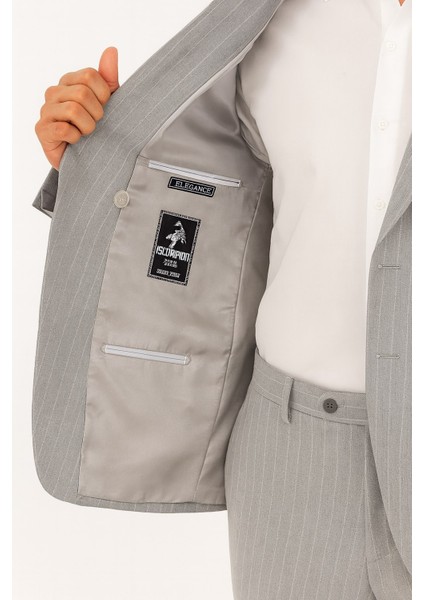 Çizgili Kruvaze Erkek Takım Elbise – Şık ve Rahat Italyan Kesim, Belden Oturtmalı, Top Düğmeli fırsatları