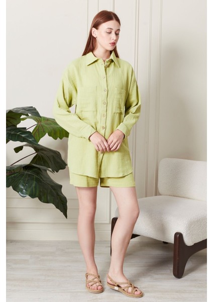 Soft %100 Koton Kumaş Şort Gömlek Takım fiyatları