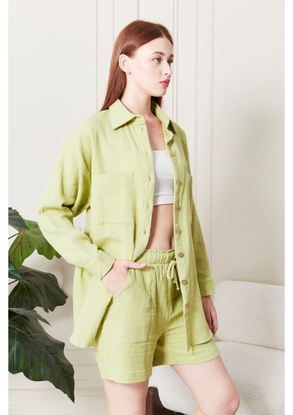 Soft %100 Koton Kumaş Şort Gömlek Takım fırsatları
