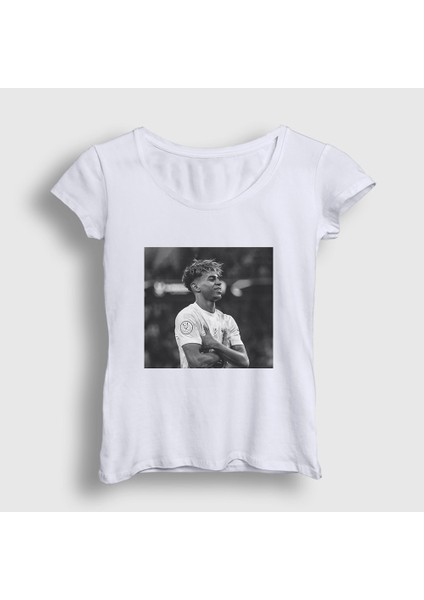 Kadın Beyaz Poster Lamine Yamal T-Shirt