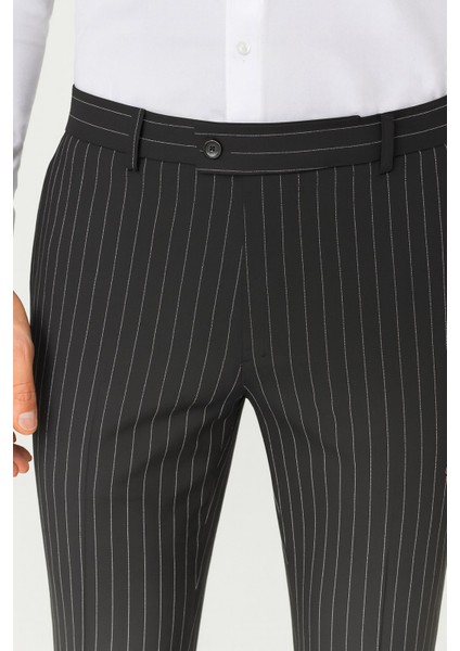 Çizgili Kruvaze Erkek Takım Elbise – Şık ve Rahat Italyan Kesim, Belden Oturtmalı, Top Düğmeli indirimleri