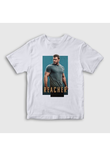 Unisex Çocuk Beyaz Poster Reacher Alan Ritchson T-Shirt