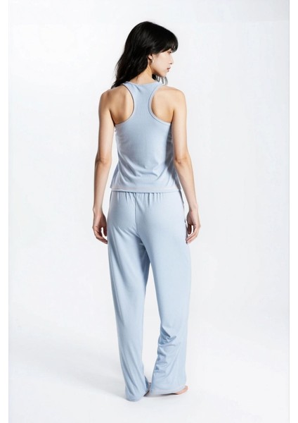 Kadın Mavi Raporlu Kaşkorse Doku Seoul 3 Lü Pijama Takım fırsatları