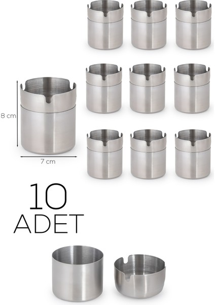 ETN-236 Large 10LU Paslanmaz Çelik Metal Kül Tablası - Kapaklı Rüzgar Geçirmez Küllük fiyatları