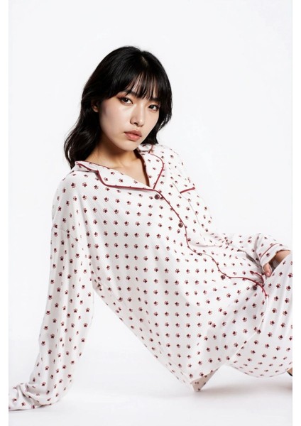 Kadın Taş Pari Raporlu Kaşkorse Doku Seoul Uzun Kol Üst Pantolon Pijama Takım fiyatları