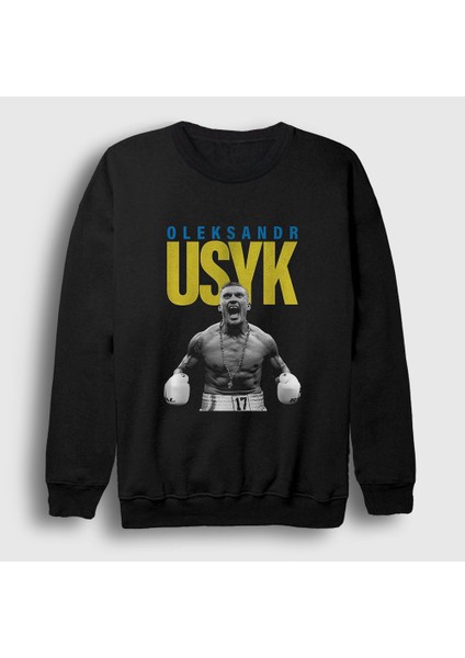 Unisex Siyah Poster Boks Boxing Oleksandr Usyk Sweatshirt