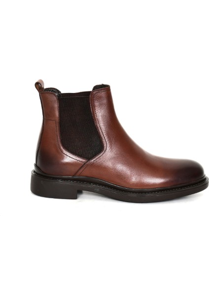 Hakiki Deri Kahverengi Chelsea Erkek Bot Kauçuk Taban - 2984