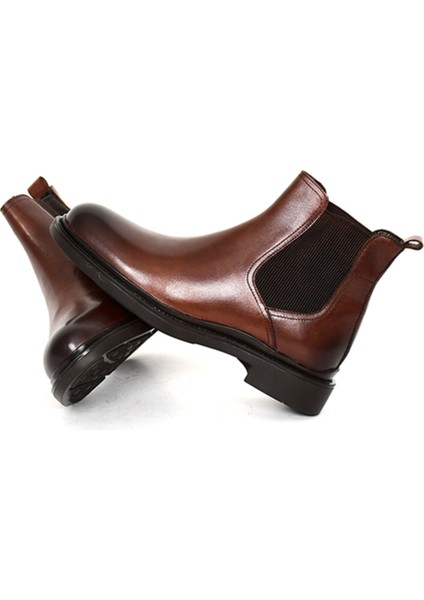 Hakiki Deri Kahverengi Chelsea Erkek Bot Kauçuk Taban - 2984 fırsatları