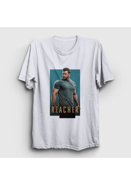 Unisex Beyaz Poster Reacher Alan Ritchson T-Shirt