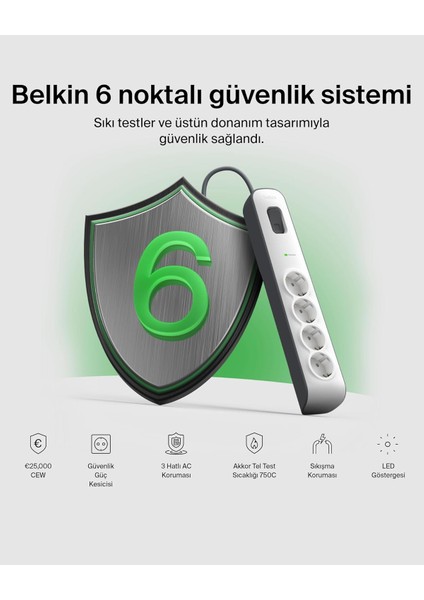 Belkın BSV400VF2M 2 M 4lu Akım Kor. Prız fiyatları