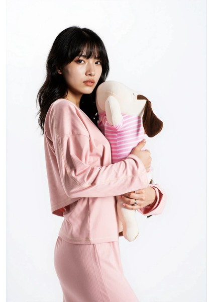 Kadın Pudra Raporlu Kaşkorse Doku Seoul 3 Lü Pijama Takım fiyatları