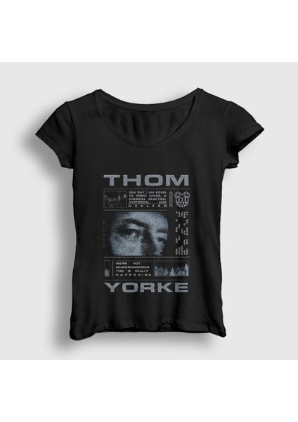 Kadın Siyah Useless Thom Yorke Radiohead T-Shirt