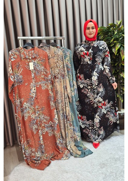 Kadın Tesettür Büyük Beden Giyim Palmiye Gömlek Elbise