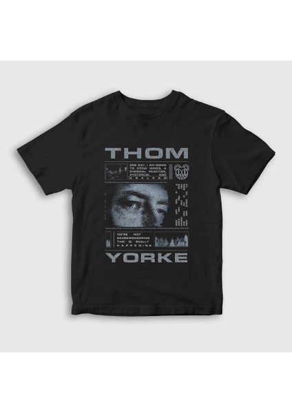 Unisex Çocuk Siyah Useless Thom Yorke Radiohead T-Shirt