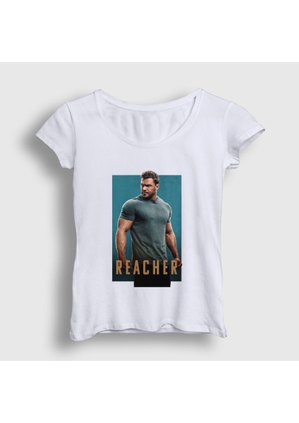 Kadın Beyaz Poster Reacher Alan Ritchson T-Shirt