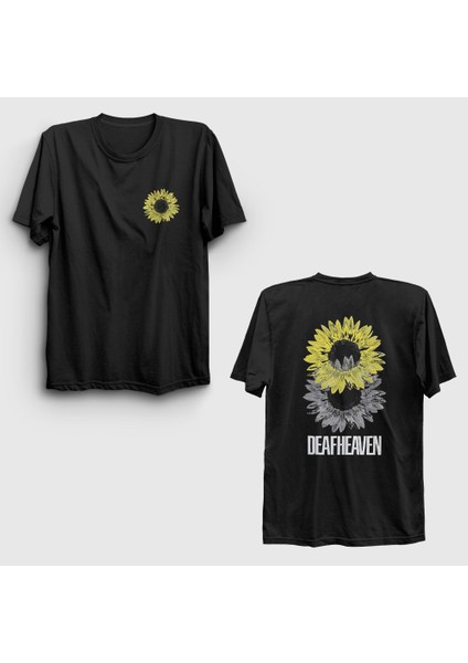 Unisex Siyah Sunflower Deafheaven Sırt Baskılı T-Shirt