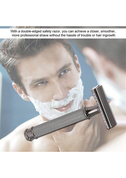 Gri Siyah Ayarlanabilir Çift Kenarlı Klasik Güvenlik Jileti Erkek Tıraş Jileti Taban Kesici Başlıklı Kapaklı (Yurt Dışından) fiyatları