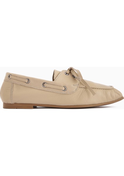 Arian Hakiki Deri Bej Bağcıklı Makosen Günlük Loafer Kadın Ayakkabı fiyatları