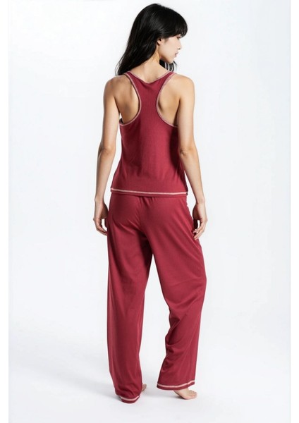 Kadın Bordo Raporlu Kaşkorse Doku Seoul 3 Lü Pijama Takım fırsatları