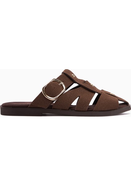 Hima Kahve Comfort Tokalı Kadın Terlik modelleri