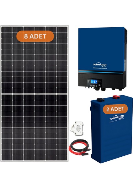 Tommatech 7.2 Kw 51.2 Kw Lityum Akülü Hazır Solar Enerji Paketi