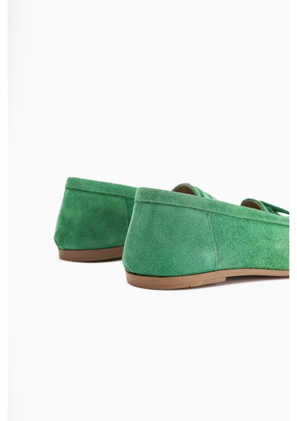 Solina Hakiki Deri Yeşil Süet Makosen Ayakkabı Rahat Günlük Loafer fırsatları