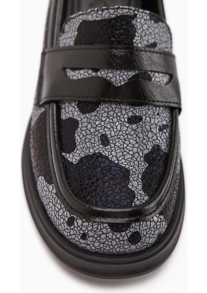 Keyla Siyah Monokrom Desenli Kadın Loafer Ayakkabı fırsatları