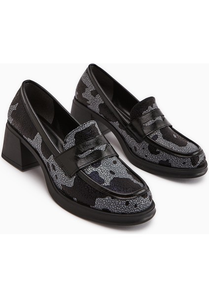 Keyla Siyah Monokrom Desenli Kadın Loafer Ayakkabı indirimleri